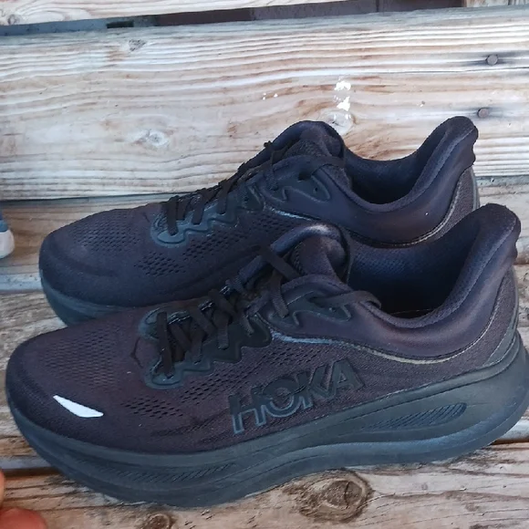 Hoka Bondi 9 Black Athletic Shoes with Cushioned Midsole - Picture 10 of 15